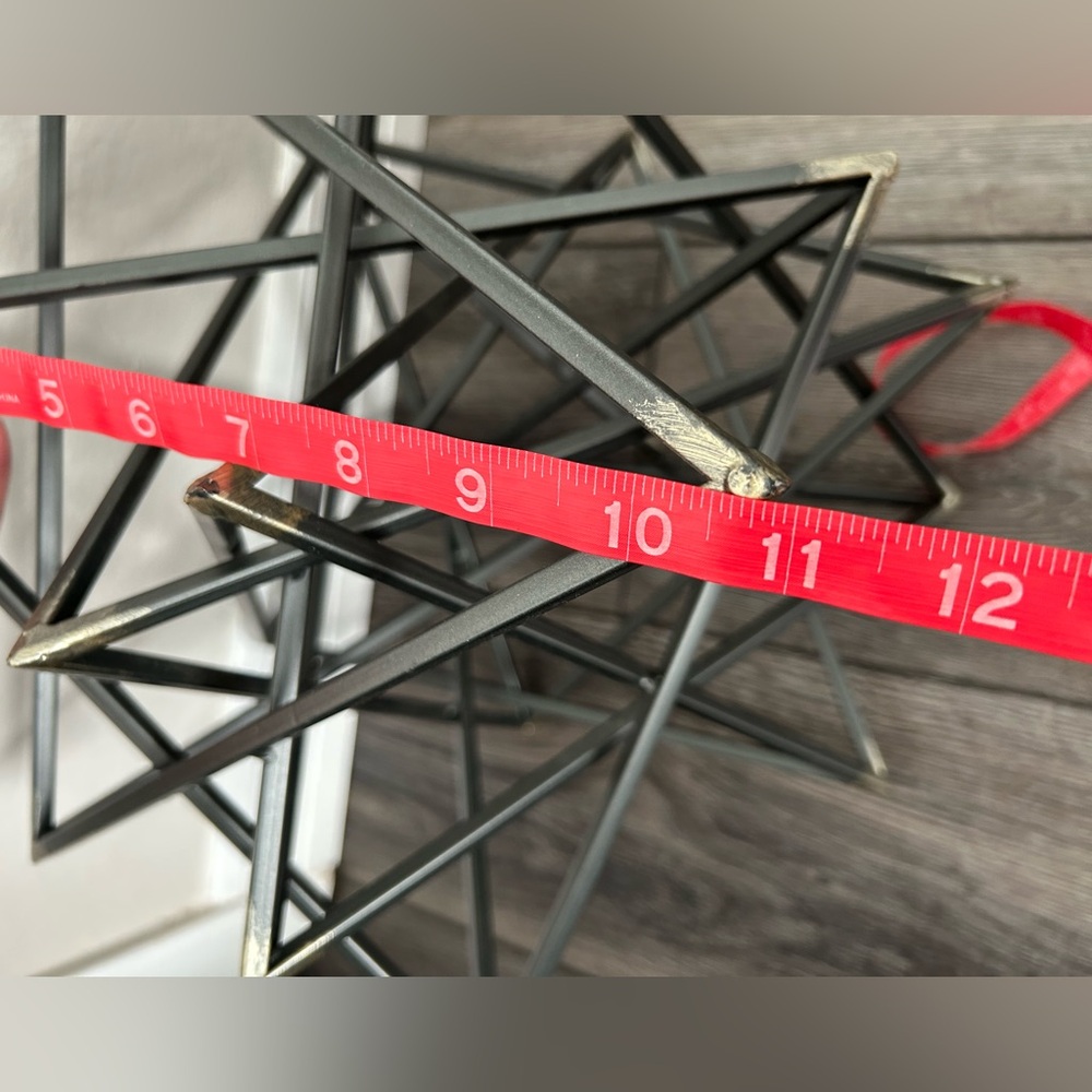 Modern Metal Geometric Star Sculpture • Black & Gold • 14” Decor Piece - Picture 6 of 9